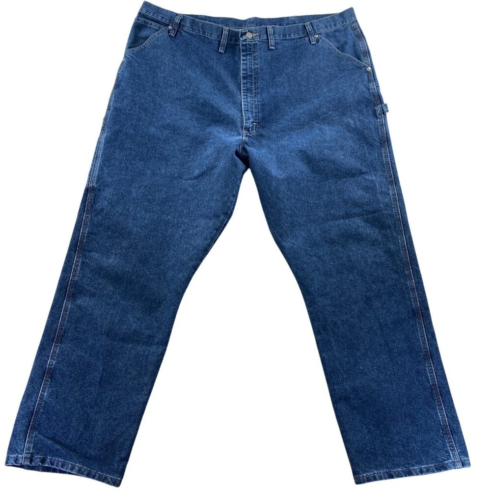 Wrangler Mens Carpenter Jeans 46x32 Blue Denim Relaxed Fit Durable Workwear